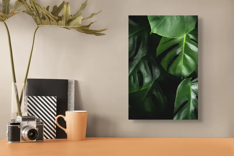 Tablou Canvas, "Frumusețea luxuriantă a naturii verzi", Verde, Frunziș, Luciu, Textură, Umbre, Plante, Prospețime, 26 x 39 cm – poza 3