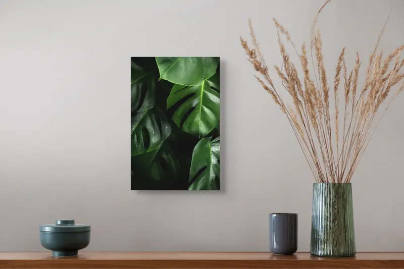 Tablou Canvas, "Frumusețea luxuriantă a naturii verzi", Verde, Frunziș, Luciu, Textură, Umbre, Plante, Prospețime, 26 x 39 cm – poza 5