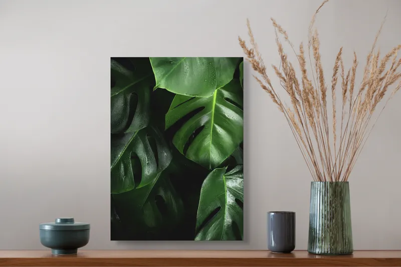 Tablou Canvas, "Frumusețea luxuriantă a naturii verzi", Verde, Frunziș, Luciu, Textură, Umbre, Plante, Prospețime, 39 x 54 cm – poza 3