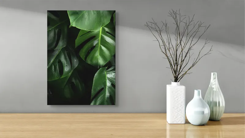Tablou Canvas, "Frumusețea luxuriantă a naturii verzi", Verde, Frunziș, Luciu, Textură, Umbre, Plante, Prospețime, 39 x 54 cm – poza 4
