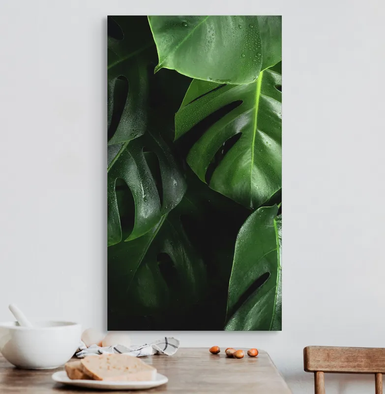 Tablou Canvas, "Frumusețea luxuriantă a naturii verzi", Verde, Frunziș, Luciu, Textură, Umbre, Plante, Prospețime, 50 x 90 cm – poza 3