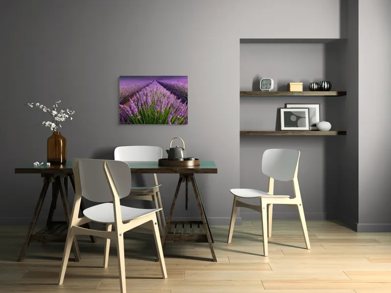 Tablou Canvas, "Lanuri nesfârșite de lavandă în floare", Lavandă, Violet, Câmp, Natural, Aromatic, Frumusețe, Peisaj, Infinit, Calm, Relaxare, 70 x 50 cm – poza 5