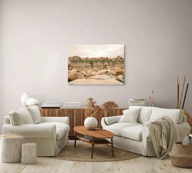 Tablou Canvas, "Vântul printre arborii deșertici", Deșert, Pietre, Cactuși, Cer, Întins, Arid, Natură, Solitar, Sălbatic, Calm, 100 x 70 cm – poza 3