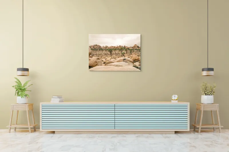 Tablou Canvas, "Vântul printre arborii deșertici", Deșert, Pietre, Cactuși, Cer, Întins, Arid, Natură, Solitar, Sălbatic, Calm, 100 x 70 cm – poza 4