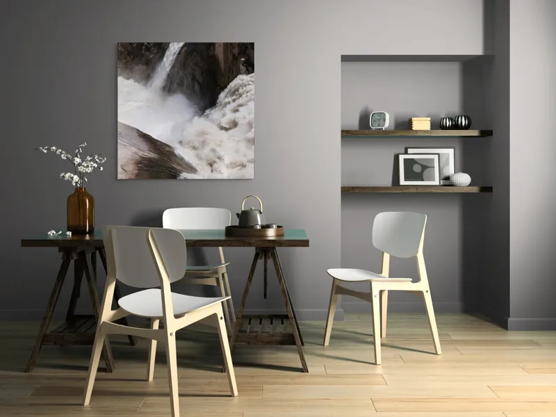 Tablou Canvas, "Cascada tumultoasă în munți stâncoși.", 100 x 100 cm – poza 6