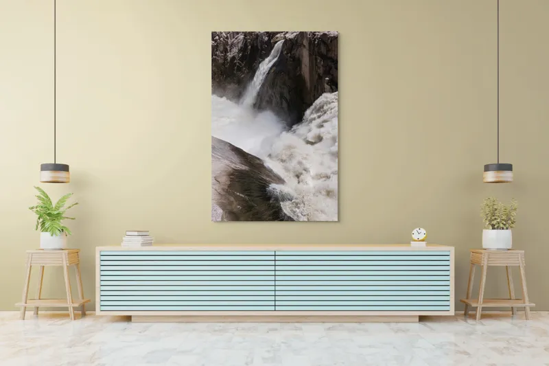 Tablou Canvas, "Cascada tumultoasă în munți stâncoși.", 100 x 150 cm – poza 4