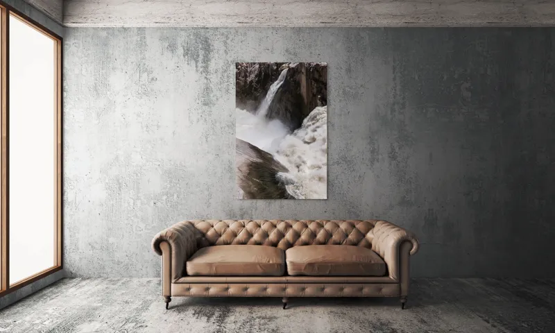 Tablou Canvas, "Cascada tumultoasă în munți stâncoși.", 100 x 150 cm – poza 6