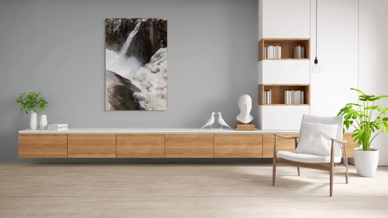 Tablou Canvas, "Cascada tumultoasă în munți stâncoși.", 100 x 150 cm – poza 8