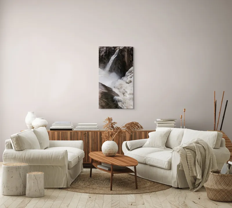 Tablou Canvas, "Cascada tumultoasă în munți stâncoși.", 50 x 90 cm – poza 7
