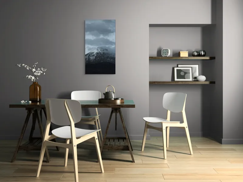 Tablou Canvas, "Norii dansează pe vârf de munte", Muntoasă, Înzăpezită, Norii, Întunecată, Tainică, Impresionantă, 50 x 90 cm – poza 4