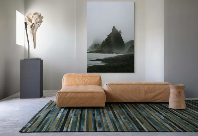 Tablou Canvas, "Ceața peste stâncile misterioase ale mării", Ceață, Stânci, Valuri, Plajă, Pini, Cer, Mister, Natură, Liniște, 100 x 150 cm – poza 7