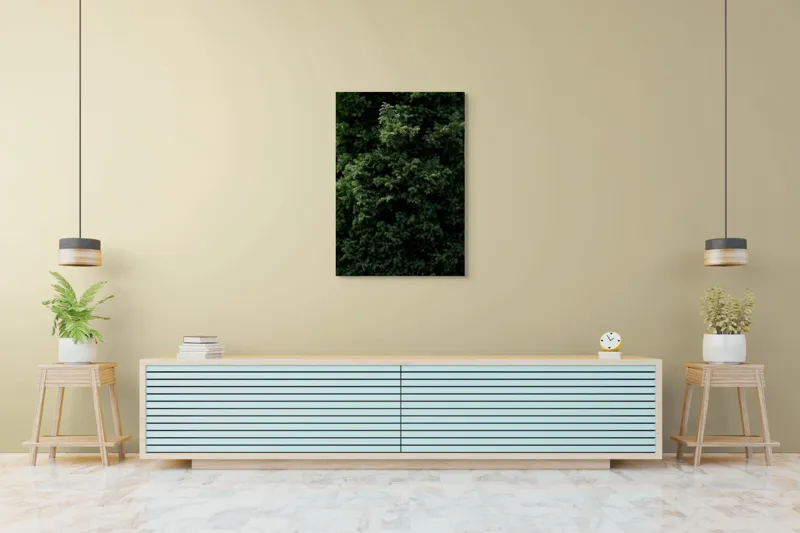 Tablou Canvas, "Verde intens natură ascunsă subtil", Frunziș, Dens, Verde, Textură, Natură, Viu, Organic, Abundență, Vegetație, Lumină, Umbra, Detaliu, Calm, Ecologic, Proaspăt, 70 x 100 cm – poza 5
