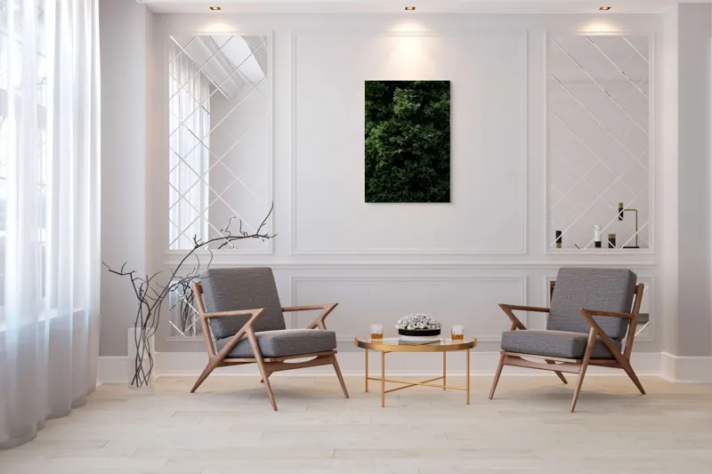 Tablou Canvas, "Verde intens natură ascunsă subtil", Frunziș, Dens, Verde, Textură, Natură, Viu, Organic, Abundență, Vegetație, Lumină, Umbra, Detaliu, Calm, Ecologic, Proaspăt, 70 x 100 cm – poza 8