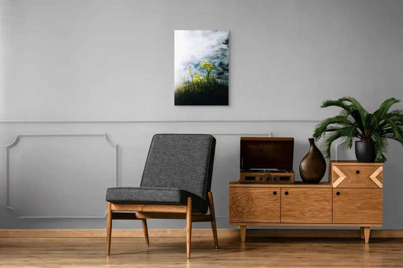 Tablou Canvas, "Flori sălbatice pe marginea mării", Flori, Lumina, Verdeață, Ocean, Strălucire, Contrast, Natură, Peisaj, Viață, Lumină, 50 x 70 cm – poza 8