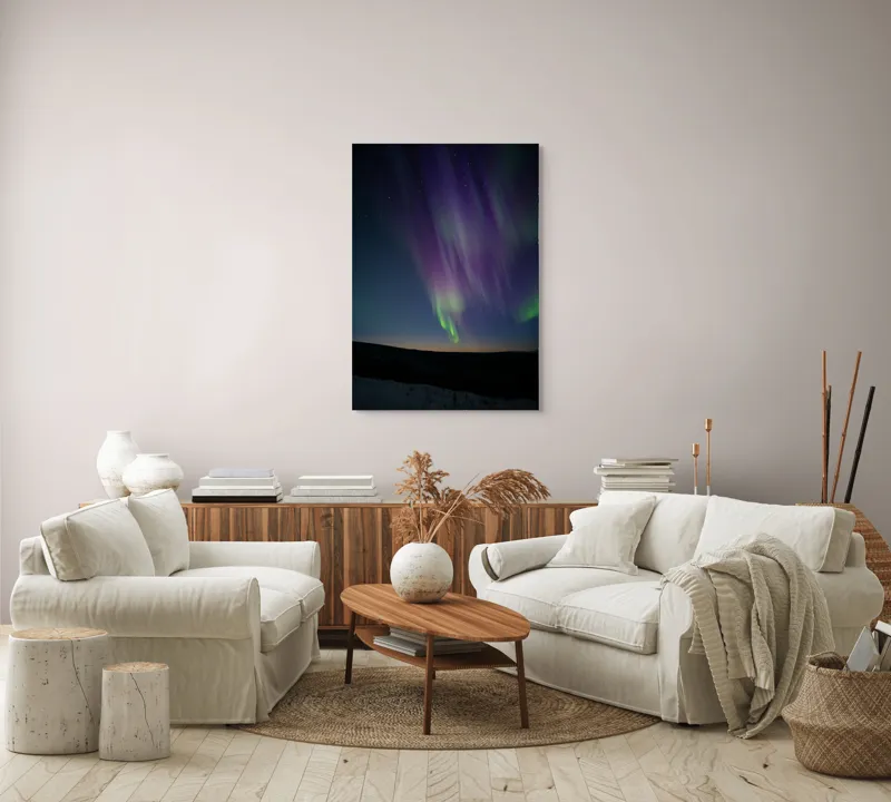 Tablou Canvas, "Aurore boreale dansand pe cer", Aurora, Lumină, Stele, Cer, Mister, Peisaj, Noapte, Fenomen, Colorat, Magical, 70 x 100 cm – poza 4