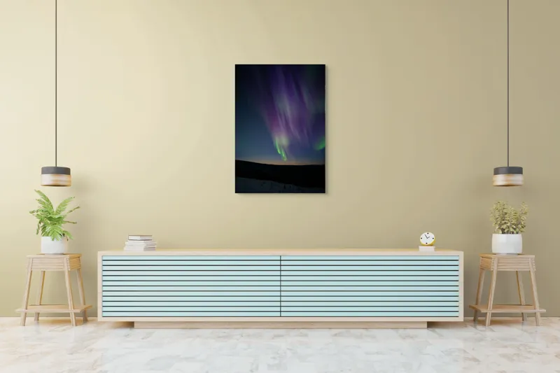 Tablou Canvas, "Aurore boreale dansand pe cer", Aurora, Lumină, Stele, Cer, Mister, Peisaj, Noapte, Fenomen, Colorat, Magical, 70 x 100 cm – poza 5