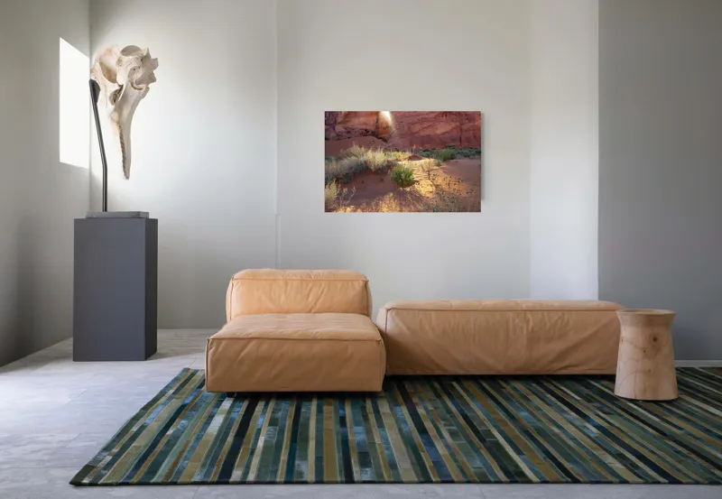 Tablou Canvas, "Lumina dimineții în deșert roșu", Arc, Lumină, Umbre, Dune, Vegetație, Roci, Nisip, Natură, Pustiu, Culoare., 90 x 50 cm – poza 8