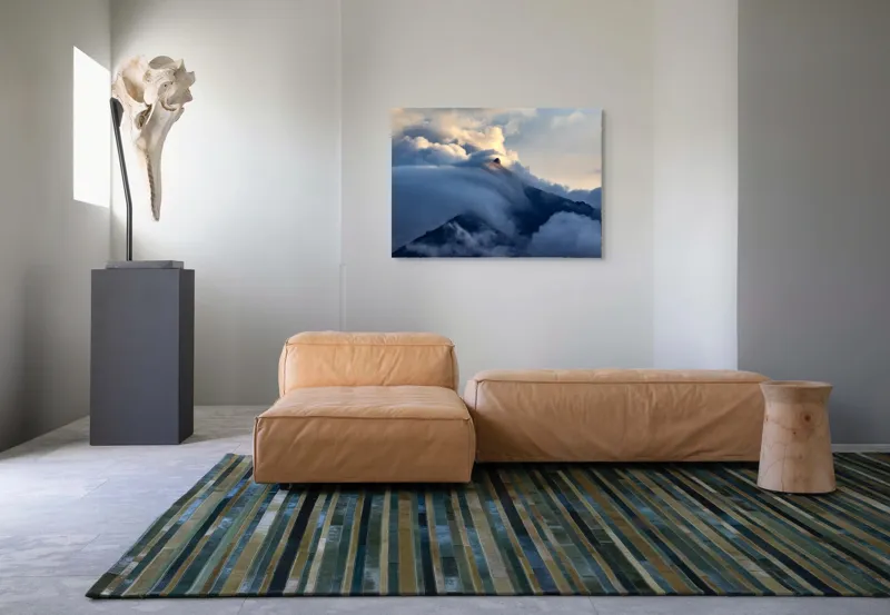 Tablou Canvas, "Lumina dimineții peste vârfuri ascunse", Nori, Vârf, Lumină, Mister, Cer, Munte, Răsărit, Majestuos, 100 x 70 cm – poza 7