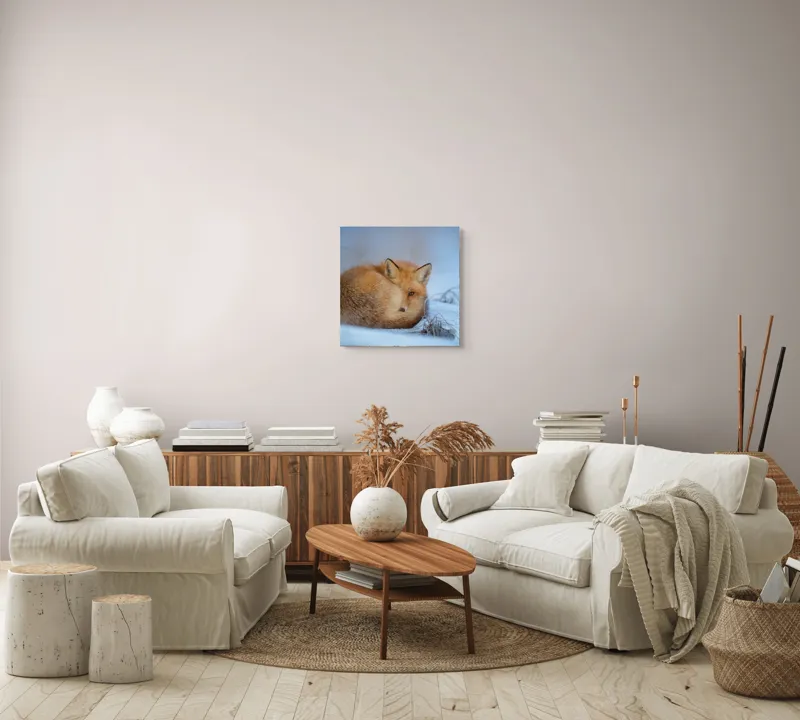 Tablou Canvas, "Vulpe odihnindu-se în zăpadă rece", 50 x 50 cm – poza 7