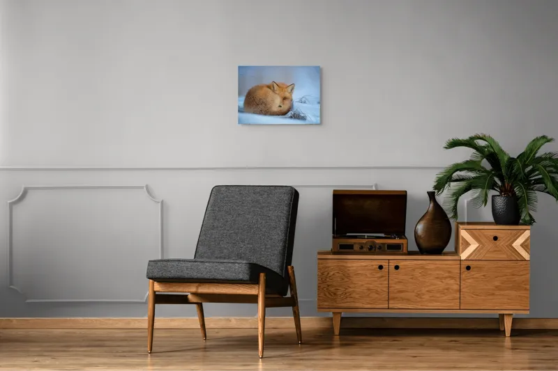 Tablou Canvas, "Vulpe odihnindu-se în zăpadă rece", 54 x 39 cm – poza 7