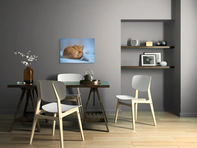 Tablou Canvas, "Vulpe odihnindu-se în zăpadă rece", 70 x 50 cm – poza 5