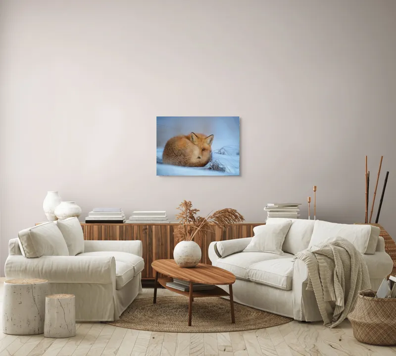 Tablou Canvas, "Vulpe odihnindu-se în zăpadă rece", 70 x 50 cm – poza 6