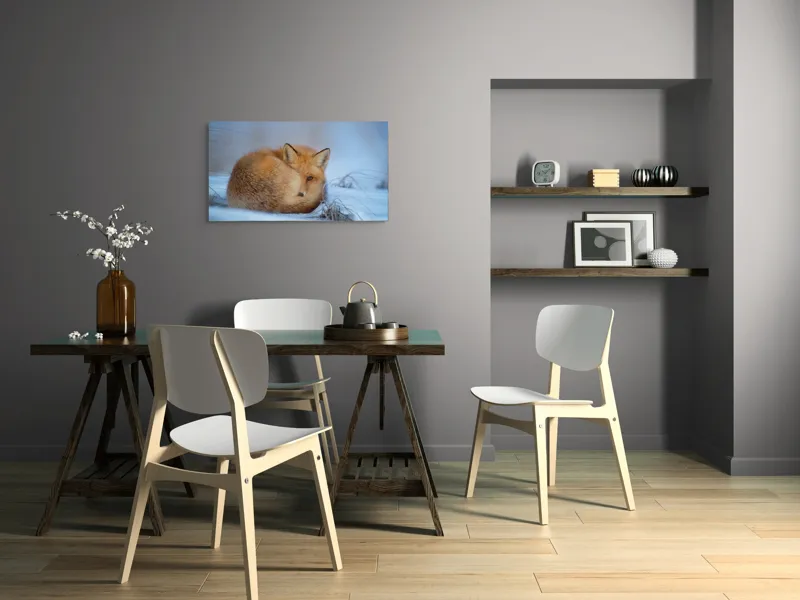 Tablou Canvas, "Vulpe odihnindu-se în zăpadă rece", 90 x 50 cm – poza 3