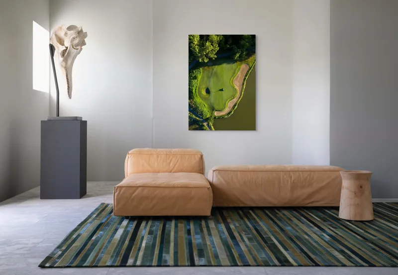 Tablou Canvas, "Verde gurmand lângă ape liniștite", Obscured, Verde, Nisip, Apă, Gol, Natură, Pădure, Golf, Cart, Umbre, Peisaj, 70 x 100 cm – poza 7