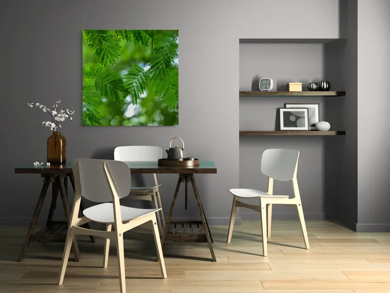 Tablou Canvas, "Frumusețea delicată a naturii verzi", Frunze, Verdeață, Natură, Lumină, Delicatețe, Textură, Frunziș, Vibrantă, 100 x 100 cm – poza 6