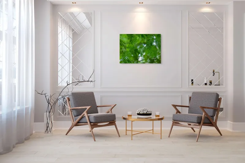 Tablou Canvas, "Frumusețea delicată a naturii verzi", Frunze, Verdeață, Natură, Lumină, Delicatețe, Textură, Frunziș, Vibrantă, 100 x 70 cm – poza 5