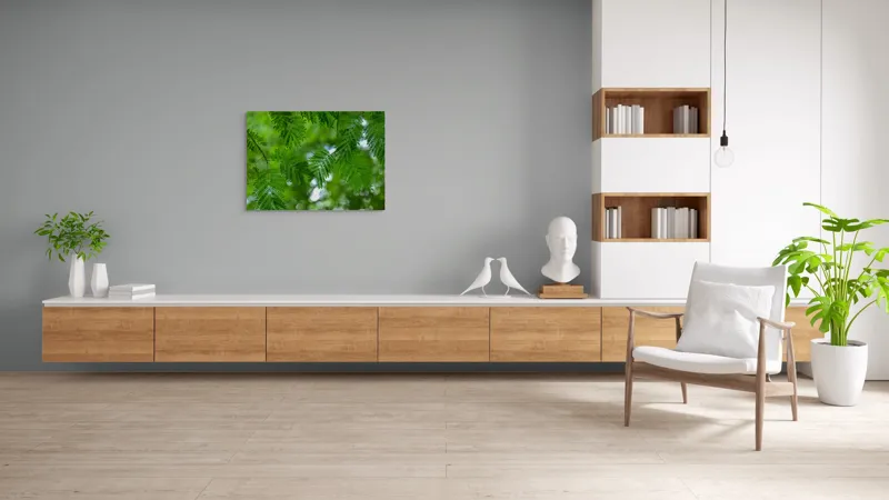Tablou Canvas, "Frumusețea delicată a naturii verzi", Frunze, Verdeață, Natură, Lumină, Delicatețe, Textură, Frunziș, Vibrantă, 100 x 70 cm – poza 6