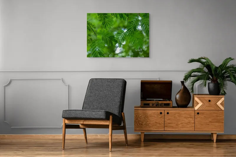 Tablou Canvas, "Frumusețea delicată a naturii verzi", Frunze, Verdeață, Natură, Lumină, Delicatețe, Textură, Frunziș, Vibrantă, 100 x 70 cm – poza 8