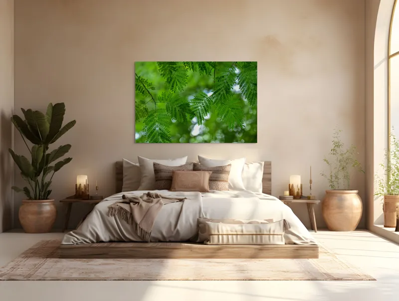 Tablou Canvas, "Frumusețea delicată a naturii verzi", Frunze, Verdeață, Natură, Lumină, Delicatețe, Textură, Frunziș, Vibrantă, 150 x 100 cm – poza 4