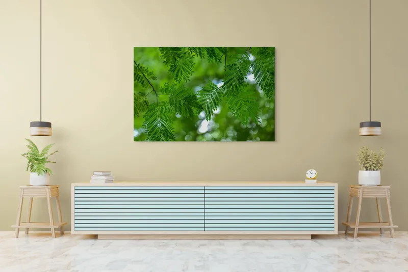 Tablou Canvas, "Frumusețea delicată a naturii verzi", Frunze, Verdeață, Natură, Lumină, Delicatețe, Textură, Frunziș, Vibrantă, 150 x 100 cm – poza 6