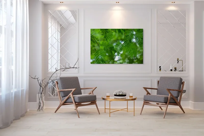 Tablou Canvas, "Frumusețea delicată a naturii verzi", Frunze, Verdeață, Natură, Lumină, Delicatețe, Textură, Frunziș, Vibrantă, 150 x 100 cm – poza 7