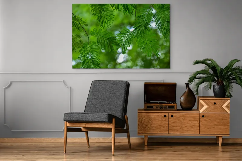 Tablou Canvas, "Frumusețea delicată a naturii verzi", Frunze, Verdeață, Natură, Lumină, Delicatețe, Textură, Frunziș, Vibrantă, 150 x 100 cm – poza 8