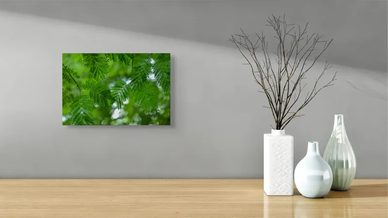 Tablou Canvas, "Frumusețea delicată a naturii verzi", Frunze, Verdeață, Natură, Lumină, Delicatețe, Textură, Frunziș, Vibrantă, 39 x 26 cm – poza 8