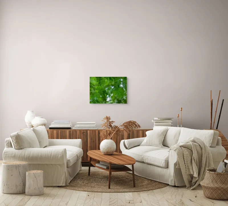 Tablou Canvas, "Frumusețea delicată a naturii verzi", Frunze, Verdeață, Natură, Lumină, Delicatețe, Textură, Frunziș, Vibrantă, 54 x 39 cm – poza 5