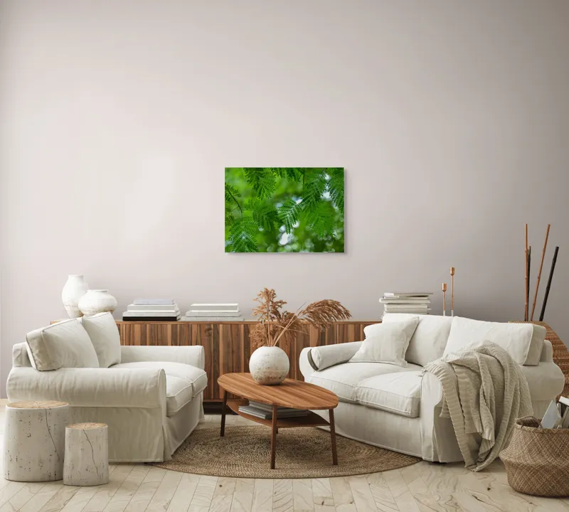 Tablou Canvas, "Frumusețea delicată a naturii verzi", Frunze, Verdeață, Natură, Lumină, Delicatețe, Textură, Frunziș, Vibrantă, 70 x 50 cm – poza 6