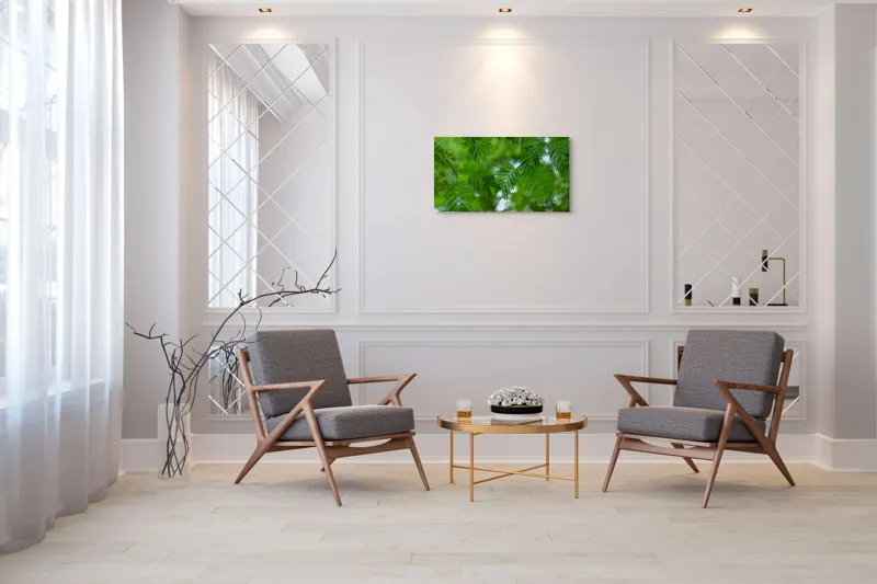 Tablou Canvas, "Frumusețea delicată a naturii verzi", Frunze, Verdeață, Natură, Lumină, Delicatețe, Textură, Frunziș, Vibrantă, 90 x 50 cm – poza 7