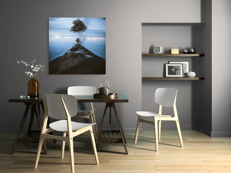 Tablou Canvas, "Norii de fum ai vulcanului treaz", Nor, Erupție, Vulcan, Fum, Cer, Intensitate, Natură, Dramatic, Peisaj, Stâncos, 100 x 100 cm – poza 6