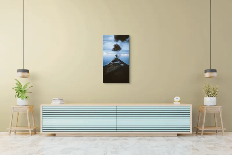 Tablou Canvas, "Norii de fum ai vulcanului treaz", Nor, Erupție, Vulcan, Fum, Cer, Intensitate, Natură, Dramatic, Peisaj, Stâncos, 50 x 90 cm – poza 6