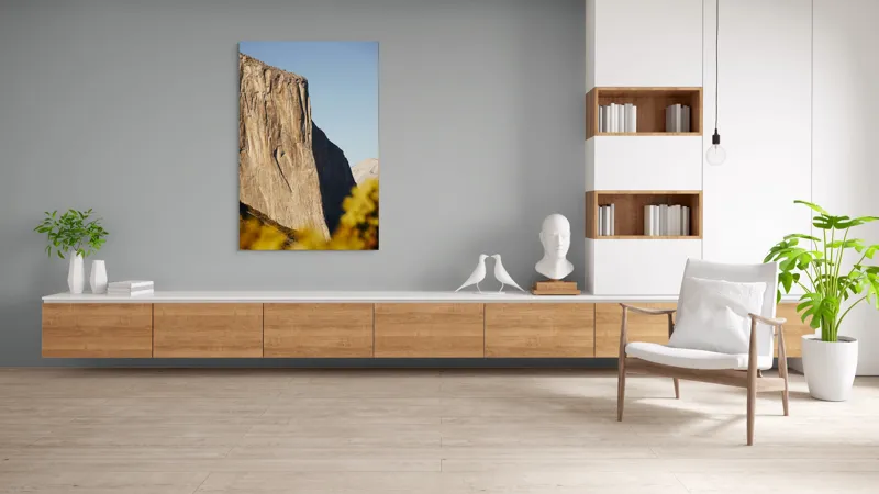 Tablou Canvas, "Stâncile impozante ale naturii grandioase", Stâncă, Impresionant, Natură, Verticalitate, Munți, Vegetație, Cer, Soare, Peisaj, Granit, 100 x 150 cm – poza 8