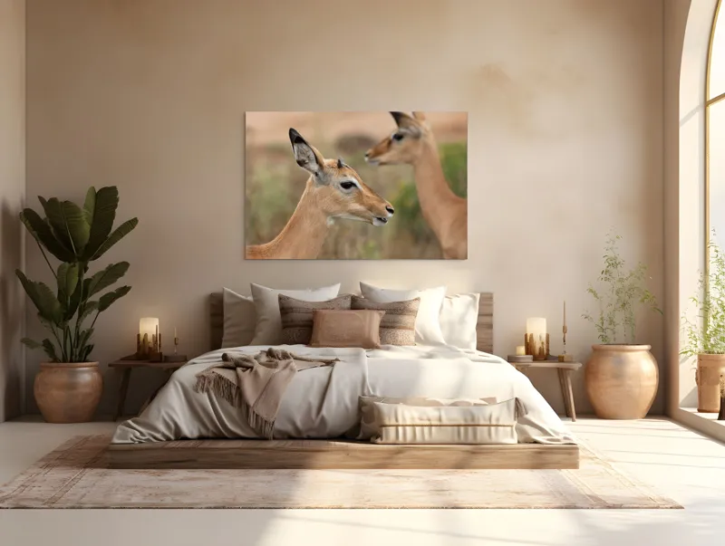 Tablou Canvas, "Grațioasele gazele în habitatul natural", Caprioara, Natură, Serenitate, Eleganță, Focusează, Blândețe, Grație, Peisaj, Calmul, Animale., 150 x 100 cm – poza 4