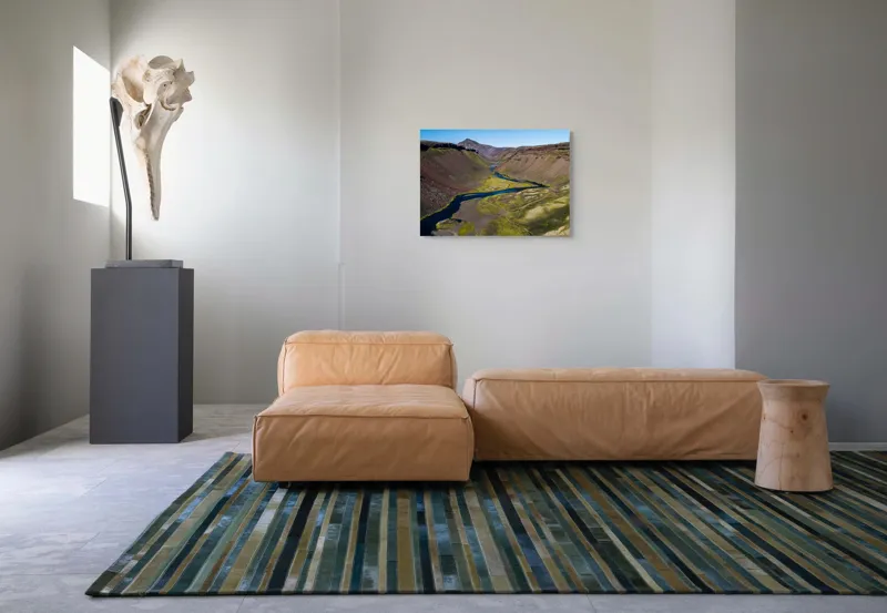 Tablou Canvas, "Culorile văilor nordice se îmbină", Munți, Vale, Râu, Vegetație, Cer, Peisaj, Natură, Pitoresc, Forme, Stânci, 70 x 50 cm – poza 8