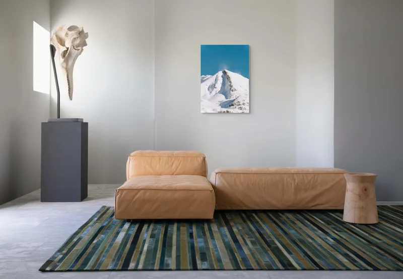 Tablou Canvas, "Vârful muntelui scăldat în lumină", Alb, Majestos, Înzăpezit, Pitoresc, Strălucitor, Rece, Solitar, Liniștit, 50 x 70 cm – poza 7