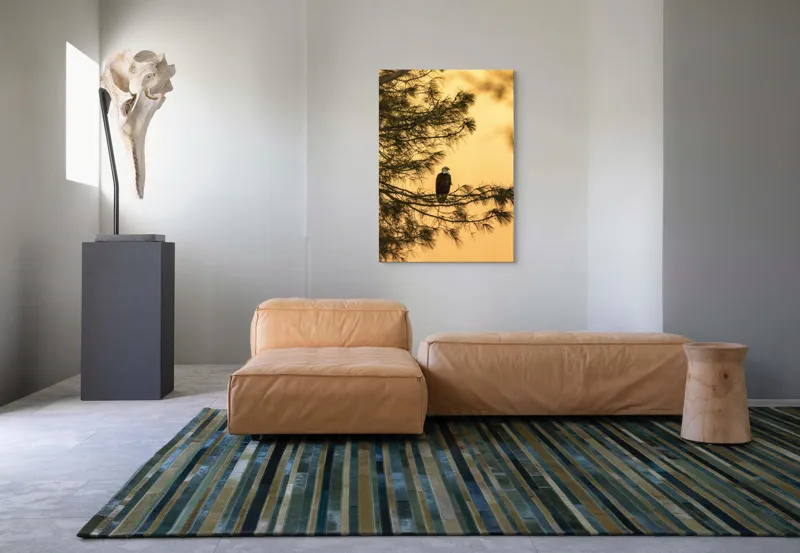 Tablou Canvas, "Vulturul în apusul de aur", Vultur, Ramură, Apus, Siluetă, Natură, Liniște, Eleganță, Contemplare, 70 x 100 cm – poza 7