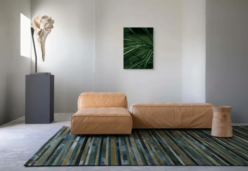 Tablou Canvas, "Roua pe firele de iarbă verde", Frunze, Verde, Picături, Natură, Delicat, Umiditate, Lumină, Frumusețe, Simplitate, Reflecție, 50 x 70 cm – poza 7