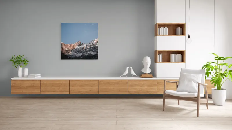 Tablou Canvas, "Munții îmbrăcați în mantia zăpezii", Munți, Zăpadă, Cer, Stânci, Pitoresc, 100 x 100 cm – poza 8