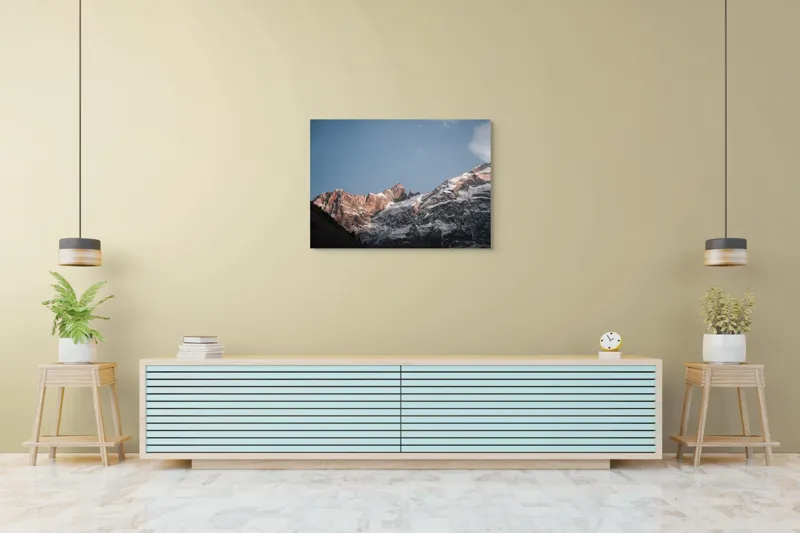 Tablou Canvas, "Munții îmbrăcați în mantia zăpezii", Munți, Zăpadă, Cer, Stânci, Pitoresc, 100 x 70 cm – poza 4